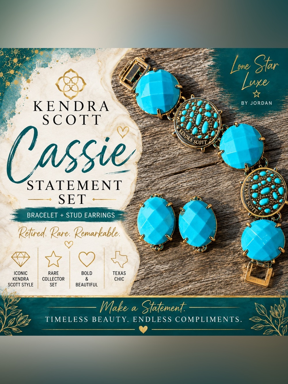 Kendra Scott Cassie Turquoise Magnesite & Gold | Retired | Rare Collector Set